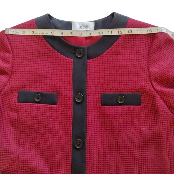 Le Suit Blazer Womens 12 Houndstoothe Button Up Office Professional Holiday - Picture 12 of 16